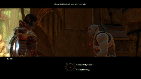 On the streets of Rathir you will come across a wounded man M6(1) who will ask you to deliver a message to Selhi - Rathir - p.1 | Side missions - Side missions - Kingdoms of Amalur: Reckoning Game Guide & Walkthrough