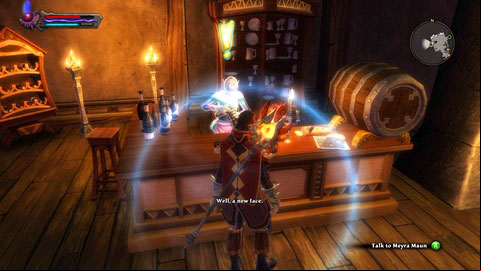 The inn-keeper Meyra Maun in the Reedsong Inn M7(2) will ask you to donate some gold for the army - Galafor/Acatha - p.1 | Side missions - Side missions - Kingdoms of Amalur: Reckoning Game Guide & Walkthrough