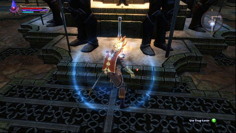 Speak with the woman and afterwards return upstairs and pull the lever to switch off the traps - Forsaken Plain I - p.1 | Side missions - Side missions - Kingdoms of Amalur: Reckoning Game Guide & Walkthrough