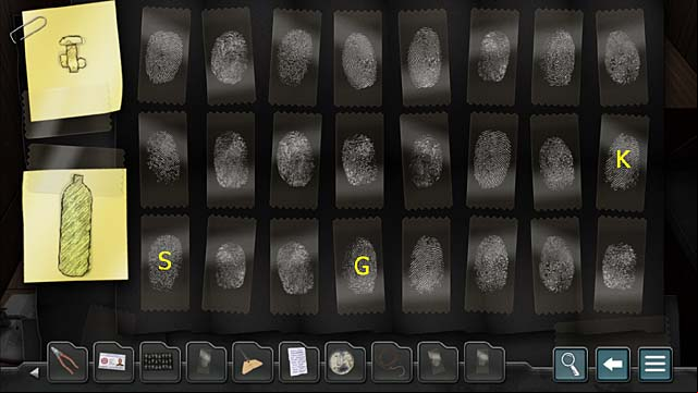 So: Korabelnikovs fingerprint is the last in the second row, Sobolevs is the first in the third row, and Gerasimovs is the fourth in the third row - Chapter 3 - The murder of Osip Gerasimov - Undercover Missions: Operation Kursk K-141 - Game Guide and Walkthrough