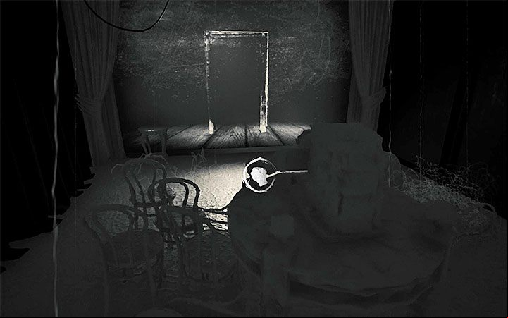 The second part of the puzzle requires the player to make the door appear on the screen - The second projector riddle | Layers of Fear 2 Riddle Solutions - Act 2 - The Hunt - Layers of Fear 2 Guide