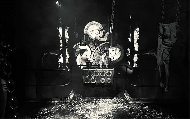 You can solve the gears puzzle soon after you reach a large room with a mechanism controlled by mannequins, and with a large clock (it will be linked to another, future puzzle) - The gears riddle | Layers of Fear 2 Riddle Solutions - Act 2 - The Hunt - Layers of Fear 2 Guide