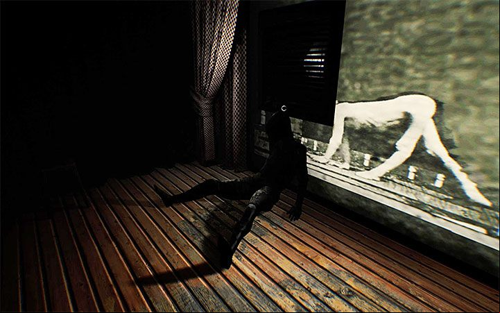 Approach the rectangle to materialize the entrance to the ventilation shaft - The third projector riddle | Layers of Fear 2 Riddle Solutions - Act 2 - The Hunt - Layers of Fear 2 Guide