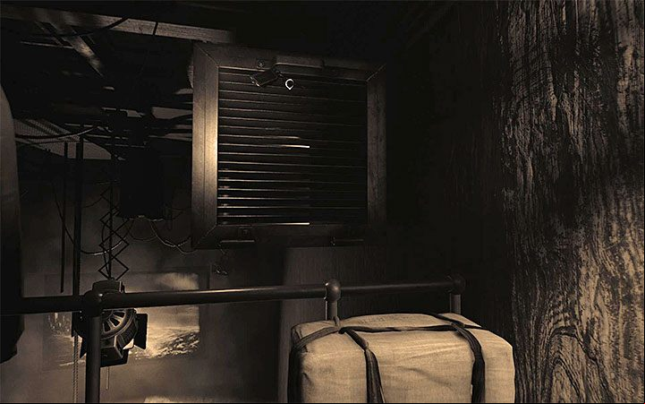 Walk along the metal balcony above the hall with the projector - Bedroom | Layers of Fear 2 walkthrough - Act 3 - Bloody Roots - Layers of Fear 2 Guide