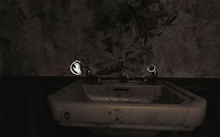 Now, go to the sink and turn the left tap (the picture above) - Pot and the shadows puzzles | Layers of Fear 2 Riddle Solutions - Act 3 - Bloody Roots - Layers of Fear 2 Guide