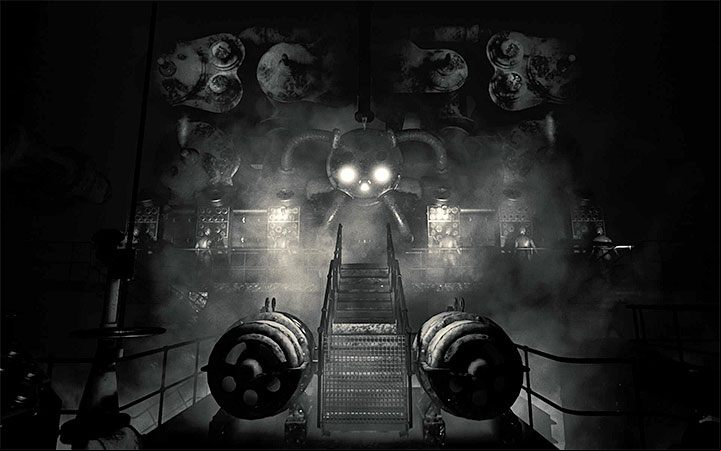 You can start exploring this area after you jump into the well - The area with machines and a clock | Layers of Fear 2 walkthrough - Act 2 - The Hunt - Layers of Fear 2 Guide