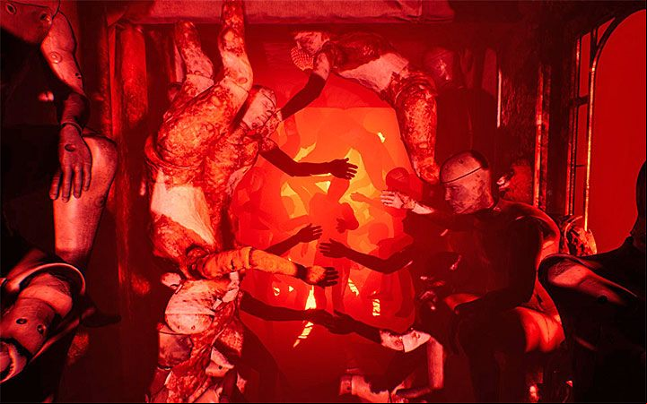 In one of the nearby corridors, you will come across hands protruding from the walls - Red locations - Act 4 - Breathe - Layers of Fear 2 Guide
