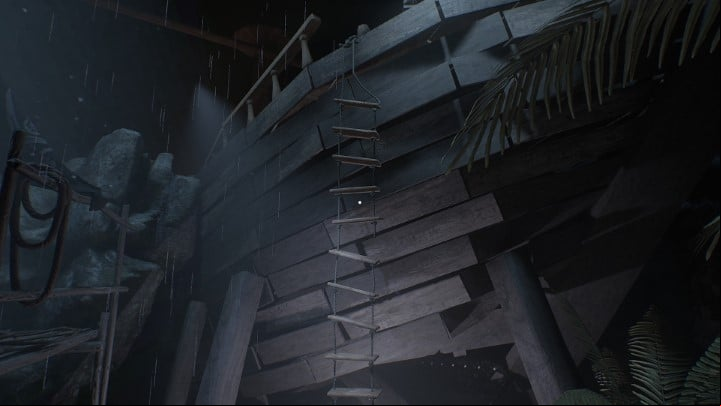 After releasing the rats, a ladder will appear in the rain-drenched corridor - Layers of Fear 2023: Actors Story - Walkthrough - Layers of Fear 2023 Guide