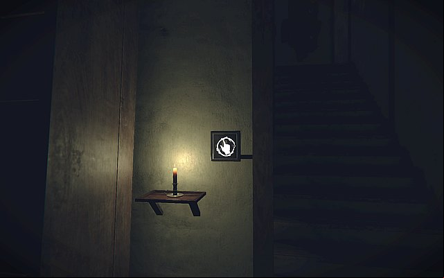 Go towards the barrel with the candle lighted on it - Episode I: Canvas - Walkthrough - Layers of Fear - Game Guide and Walkthrough