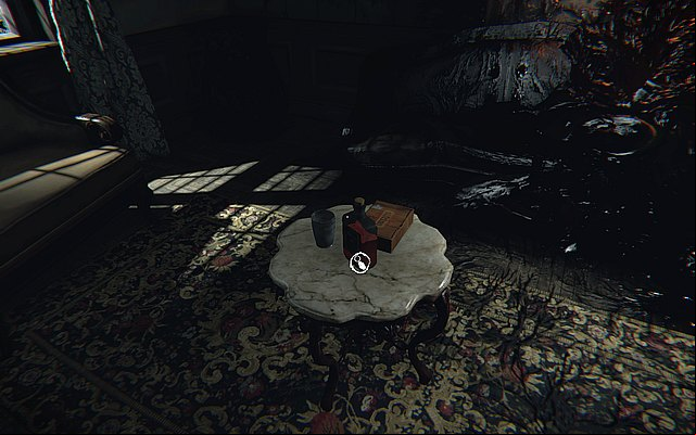Episode 5 - after walking through the short corridor with the sticky grease you will find a bottle of whiskey on a table - Whispered words - Secrets - Layers of Fear - Game Guide and Walkthrough