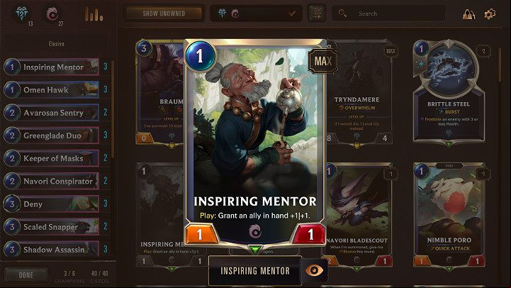 The presented deck does not belong to the control category so it does not have units with very high health points or the Challenger keyword - Freljord & Ionia - best cheap deck in Legends of Runeterra - The best starting decks - Legends of Runeterra Guide