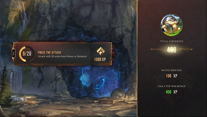 In Legends of Runeterra a special system has been implemented which reduces the amount of gained experience points depending on the number of won or lost matches - Experience system in Legends of Runeterra - Basics - Legends of Runeterra Guide