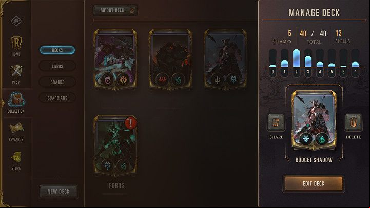 At the beginning you have to decide which Regions to include in your deck - you can use at least 1 region, but not more than 2 - Building a deck in Legends of Runeterra - Basics - Legends of Runeterra Guide