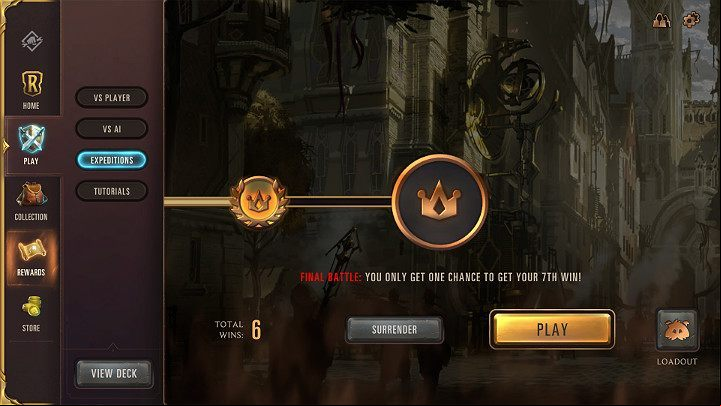 The last, seventh battle is a bit different from the others because you have only one chance to win here - Expeditions game mode in Legends of Runeterra - Game modes - Legends of Runeterra Guide