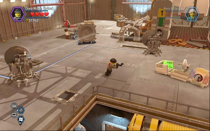 The key thing is to rotate and color elements that will allow you to reflect the beam. - The hangar | Walkthrough - Chapter 7 - LEGO City: Undercover Game Guide