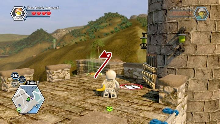 From the tallest tower, make it over above the tunel - this is where you find banana seeds - The Farm | Walkthrough - Chapter 9 - LEGO City: Undercover Game Guide