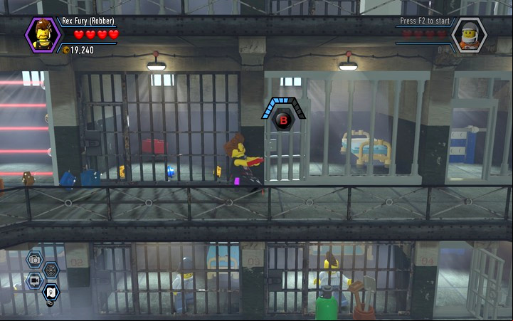 Open the neighboring cell in order to break through the wall and collect the brick - Secrets in the prison | Chapter 3 - Chapter 3 - LEGO City: Undercover Game Guide