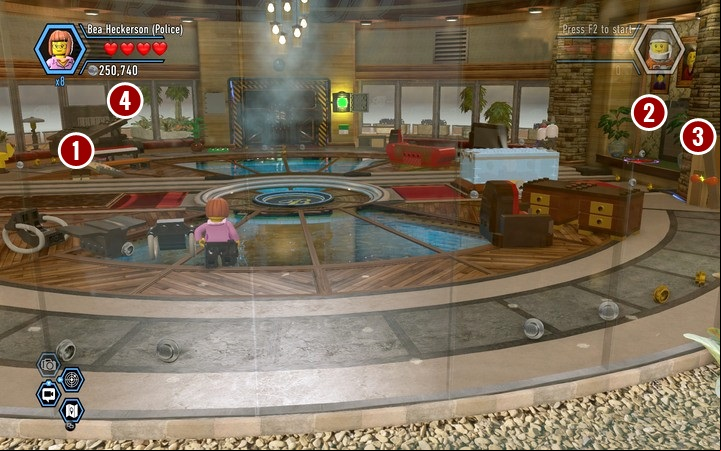 Destroy the chest before the piano and play on the piano - Secrets in Blackwells vault | Chapter 11 | Walkthrough - Chapter 11 - LEGO City: Undercover Game Guide