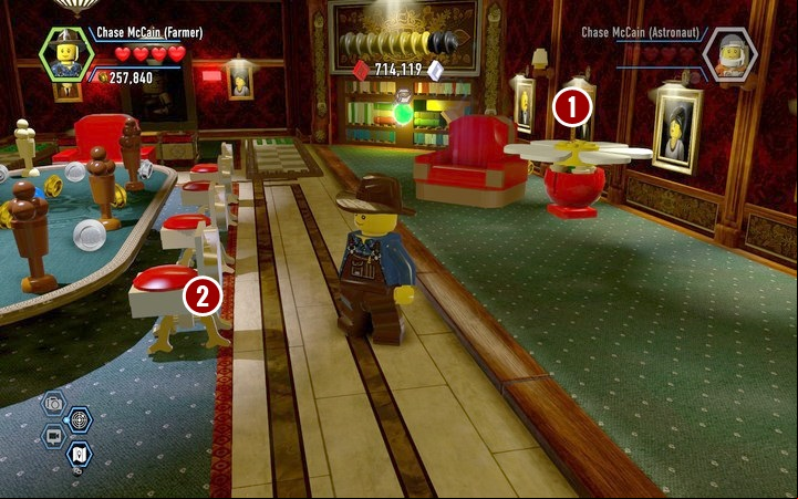 Water the flower and destroy the chairs in the office. Then move to the story-related activities - Secrets in the ice-cream shop | Chapter 11 | Walkthrough - Chapter 11 - LEGO City: Undercover Game Guide