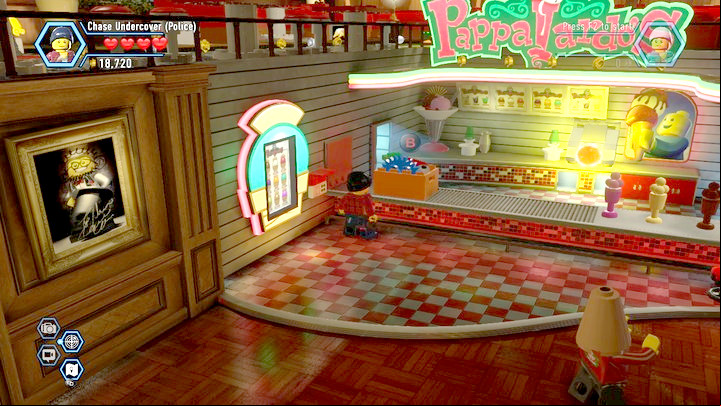 You can collect the second box from the counter, after you have summoned it with the terminal that you have built - Ice-cream shop | Chapter 11 | Walkthrough - Chapter 11 - LEGO City: Undercover Game Guide