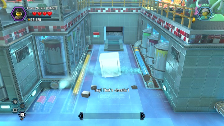 Hide in the white crate that you receive after you have used the terminal. It will protect you from cold. - Ice-cream shop | Chapter 11 | Walkthrough - Chapter 11 - LEGO City: Undercover Game Guide