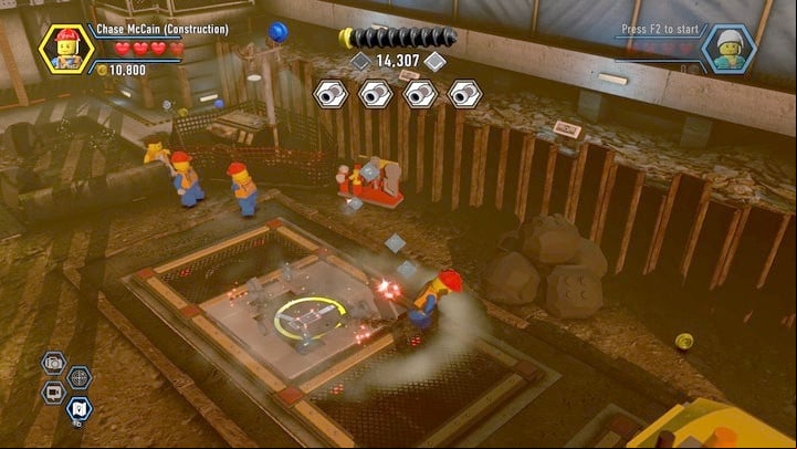You can now drill into the moving plates on the ground - Construction site | Chapter 12 | Walkthrough - Chapter 12 - LEGO City: Undercover Game Guide