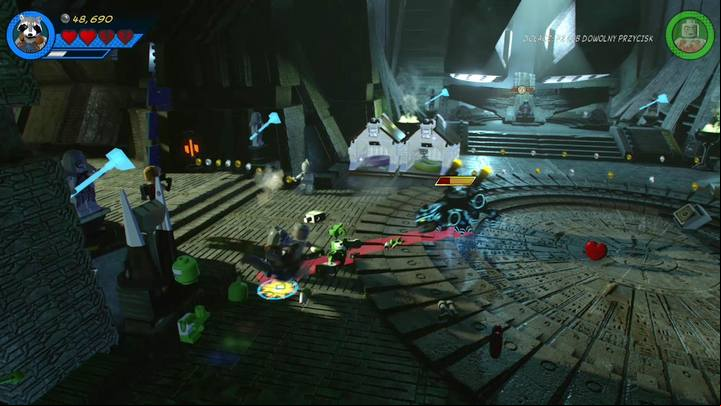 At the beginning of the boss fight you should get rid of Ronans hounds - Mission 12 - Kree-Search and Development | Walkthrough - Walkthrough - LEGO Marvel Super Heroes 2 Game Guide
