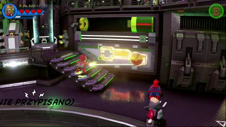 Now walk to the stairs on the right side and use Iron Man to destroy the golden cover - Mission 19 - On Board the Sword | Walkthrough - Walkthrough - LEGO Marvel Super Heroes 2 Game Guide