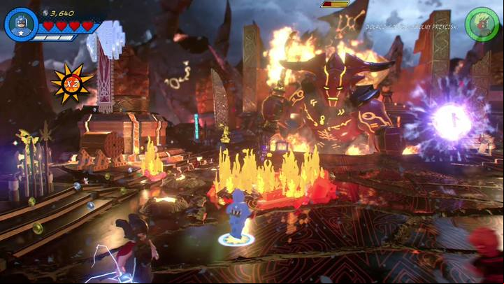 After that you must switch to Captain America and approach the fire presented in the picture - Mission 7 - Surtur-n Doom | Walkthrough - Walkthrough - LEGO Marvel Super Heroes 2 Game Guide