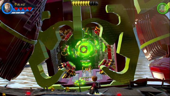 IF youve made it back to the ground, switch to Star Lord and start firing at the green core in Esons stomach - Mission 1 - No Eson of Mine | Walkthrough - Walkthrough - LEGO Marvel Super Heroes 2 Game Guide