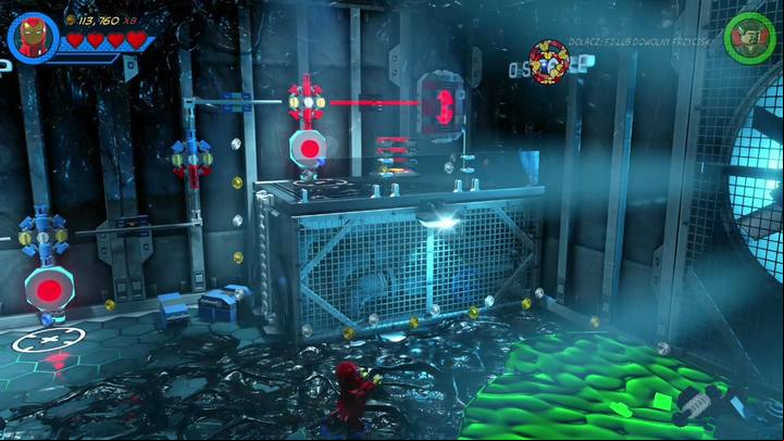 The third and the fourth signs are both in the further part of the location, on the right - Mission 8 - Oscorp Escapade | Gwenpools missions (the pink bricks) - Gwenpools missions - LEGO Marvel Super Heroes 2 Game Guide
