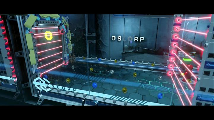 The last, fifth, OsCorp sign is on the left - Mission 8 - Oscorp Escapade | Gwenpools missions (the pink bricks) - Gwenpools missions - LEGO Marvel Super Heroes 2 Game Guide