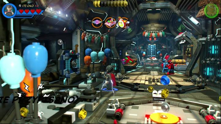 Your task is to activate three generators that are in the ship - Mission 9 - Dance Off, Bro | Gwenpools missions (the pink bricks) - Gwenpools missions - LEGO Marvel Super Heroes 2 Game Guide