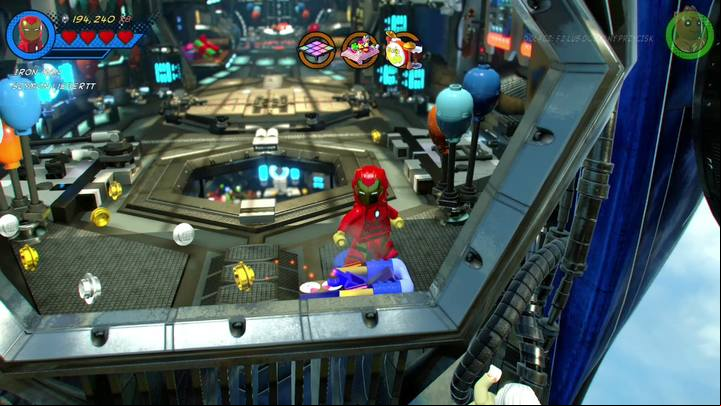 Reach the place presented in the picture and use Iron Man to fix the broken drone - Mission 9 - Dance Off, Bro | Gwenpools missions (the pink bricks) - Gwenpools missions - LEGO Marvel Super Heroes 2 Game Guide