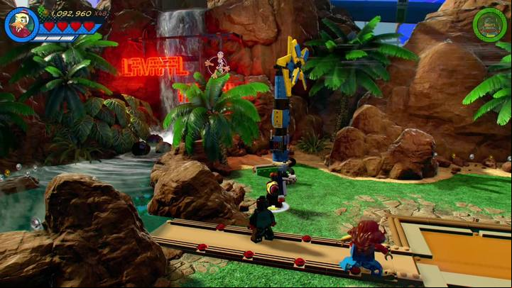 Reach the left side of the pool and build another object - Mission 10 - Pool Party | Gwenpools missions (the pink bricks) - Gwenpools missions - LEGO Marvel Super Heroes 2 Game Guide
