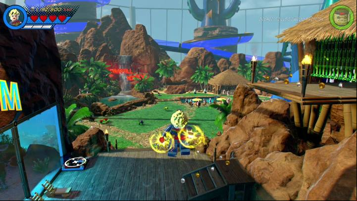 There is a hill on the right from the starting place (see the picture) - Mission 10 - Pool Party | Gwenpools missions (the pink bricks) - Gwenpools missions - LEGO Marvel Super Heroes 2 Game Guide