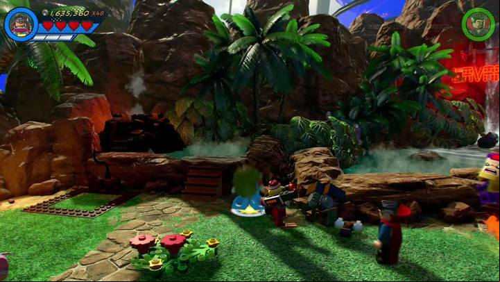 Go left to hot springs - Mission 10 - Pool Party | Gwenpools missions (the pink bricks) - Gwenpools missions - LEGO Marvel Super Heroes 2 Game Guide