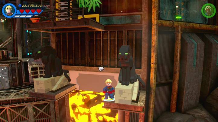There are two statues at the end of the location, under the balcony - Mission 4 - Whats Klaws is Minded | Mission secrets - Mission secrets - LEGO Marvel Super Heroes 2 Game Guide