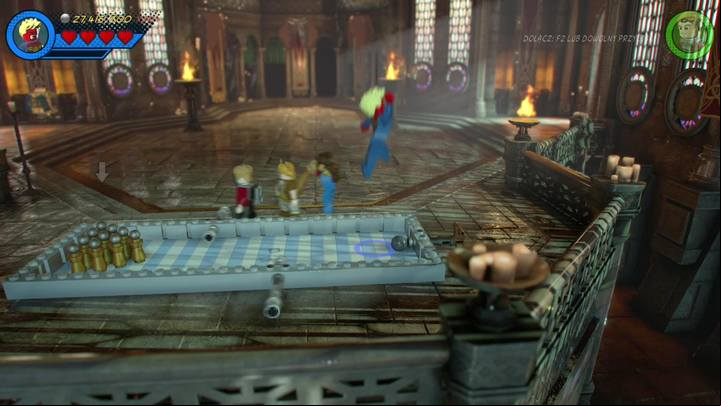 Approach the table with a puzzle presented in the picture (in the chamber), and use the spring on the right side - Mission 7 - Surtur-n Doom | Mission secrets - Mission secrets - LEGO Marvel Super Heroes 2 Game Guide