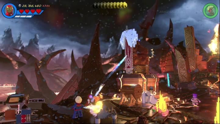 The last Minikit is on the left side of the arena - Mission 7 - Surtur-n Doom | Mission secrets - Mission secrets - LEGO Marvel Super Heroes 2 Game Guide