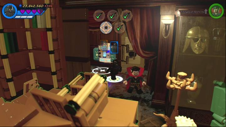 The next character card is hidden in the safe, behind the bookshelf - Mission 8 - Rune to Maneuver | Mission secrets - Mission secrets - LEGO Marvel Super Heroes 2 Game Guide