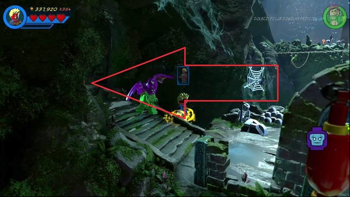 The first Minikit is in the cave, right next to the starting point - Mission 10 - Kun-Lun Konundrum | Mission secrets - Mission secrets - LEGO Marvel Super Heroes 2 Game Guide