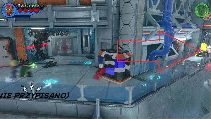 The second sign is on the right side of the main room (check the picture) - Mission 11 - Symbiote surprise | Mission secrets - Mission secrets - LEGO Marvel Super Heroes 2 Game Guide