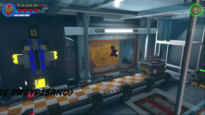 The seventh minikit is hidden behind a wall on the first floor, on the right side of the laboratory - Mission 11 - Symbiote surprise | Mission secrets - Mission secrets - LEGO Marvel Super Heroes 2 Game Guide
