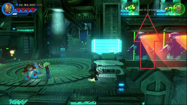 The fourth urn is directly above the Sentries in the second part of the location - Mission 12 - Kree-Search and Development | Mission secrets - Mission secrets - LEGO Marvel Super Heroes 2 Game Guide