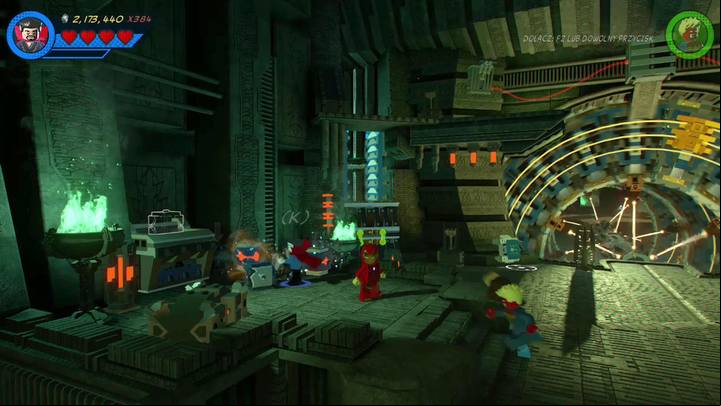Walk to the left side and use Doctor Stranges powers to move the required items from the nearby container to the machine - Mission 14 - Halo, is it Kree Youre Looking For | Mission secrets - Mission secrets - LEGO Marvel Super Heroes 2 Game Guide