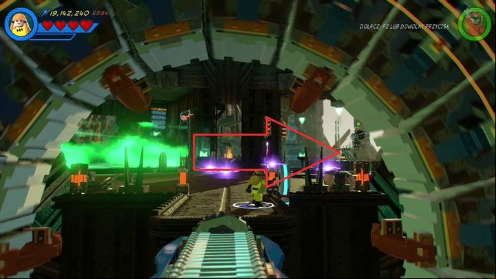 The eighth minikit is behind the megaphone, in the place marked with an arrow on the above picture - Mission 14 - Halo, is it Kree Youre Looking For | Mission secrets - Mission secrets - LEGO Marvel Super Heroes 2 Game Guide