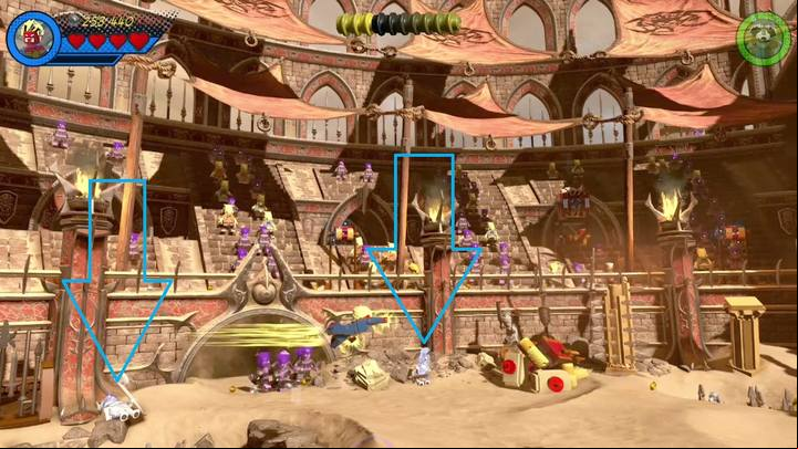 You will get the first minikit when you destroy five silver statues marked on the above picture - Mission 15 - Red King Revelation | Mission secrets - Mission secrets - LEGO Marvel Super Heroes 2 Game Guide