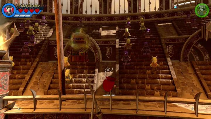 On the right side of the arena you will find a big hamburger on the tribunes - Mission 15 - Red King Revelation | Mission secrets - Mission secrets - LEGO Marvel Super Heroes 2 Game Guide