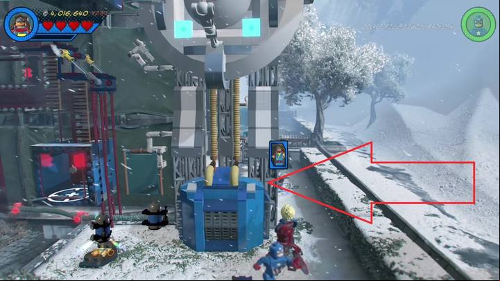 The second minikit was hidden behind the satellite dish on the right side - Mission 18 - The Road to Knowhere | Mission secrets - Mission secrets - LEGO Marvel Super Heroes 2 Game Guide